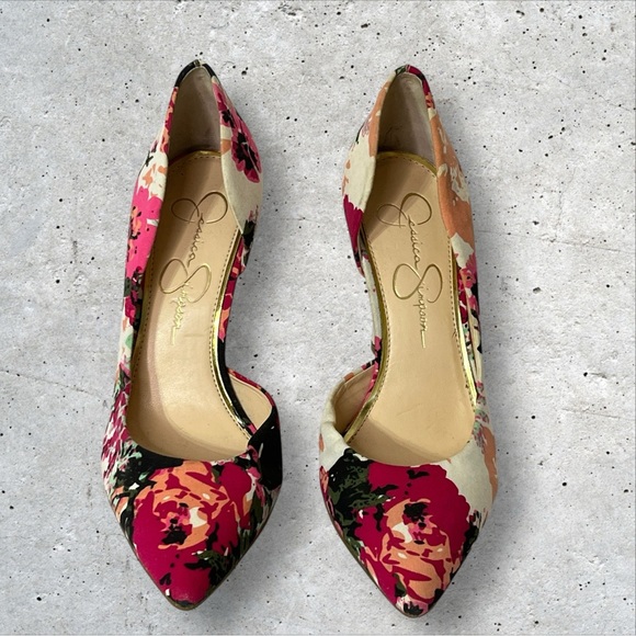 Jessica Simpson Claudette Floral Cloth 4" Stiletto Heel Pointed Toe Women 6M - Picture 3 of 7